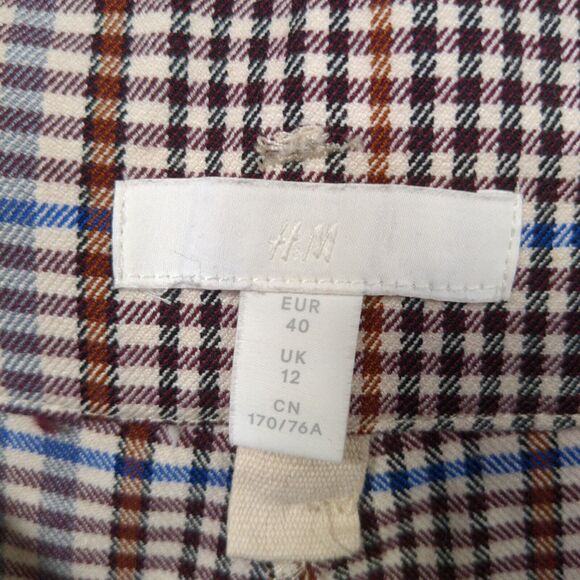 HM Wide Leg Pants Womens 8 Plaid Tie Belt High Rise Waist Pockets Office Career - Picture 11 of 14